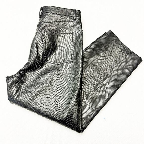 Wilfred by Aritzia Black Faux Snakeskin Patterned Wide Leg Pant Size 10 - Picture 9 of 9